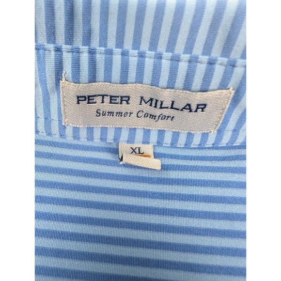 Peter Millar Summer Comfort Shirt Men's XL Blue Striped Polo Shirt Golf *Read - Picture 3 of 10